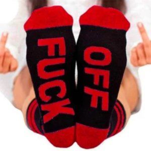 Unisex F**k Off Socks - Red and Black